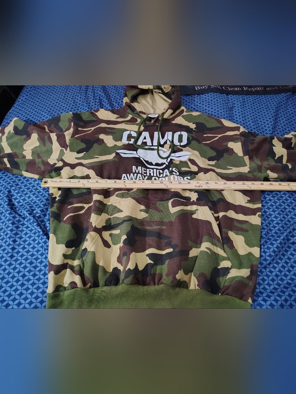 Men’s L Rothco Woodland Camo Fleece Hoodie – CAMO: MERICA’S AWAY COLORS Graphic - Picture 3 of 9
